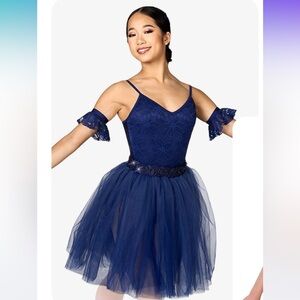 Navy Blue Lace Ballet Costume - Large